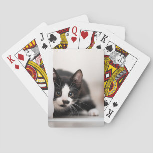 Niedliche Kleintiere   Schwarze und weiße Kätzchen Spielkarten