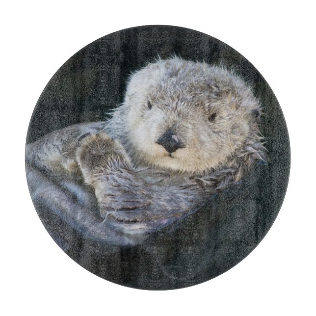 Niedliche Kleintiere | Sea Otter Floating Schneidebrett (Vorderseite)