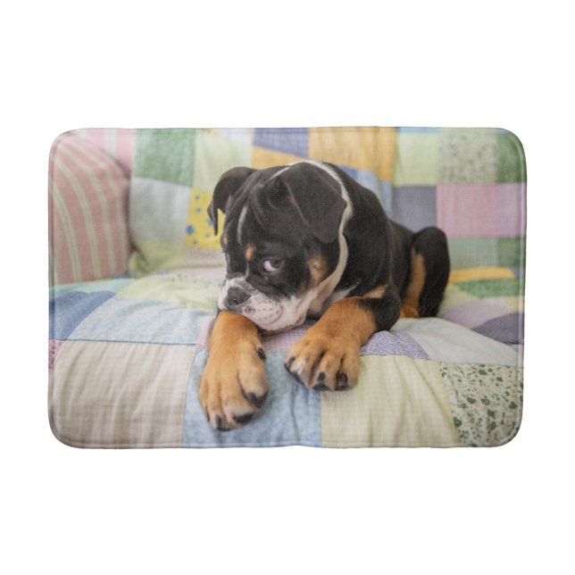 Niedliche Kleintiere | Shi Old English Bulldog Badematte (Vorderseite)