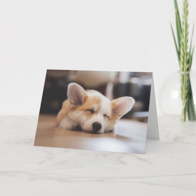 Niedliche Kleintiere | Sleepy Corgi Karte (Vorderseite)