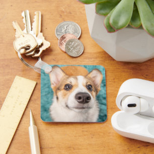 Niedliche Kleintiere   Sweet Corgi Puppy Face Schlüsselanhänger