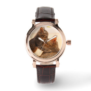 Niedliche Kleintiere Tabby Kitten Kiss Armbanduhr