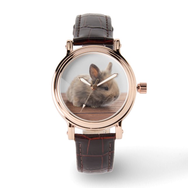 Niedliche Kleintiere | Tiny Baby Bunny Armbanduhr (Vorderseite)