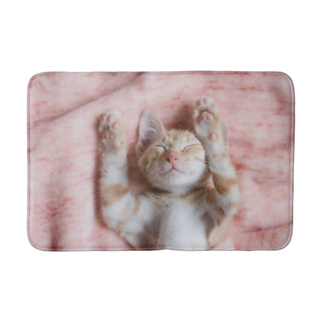 Niedliche Kleintiere | Tiny Orange Striped Kitten Badematte (Vorderseite)