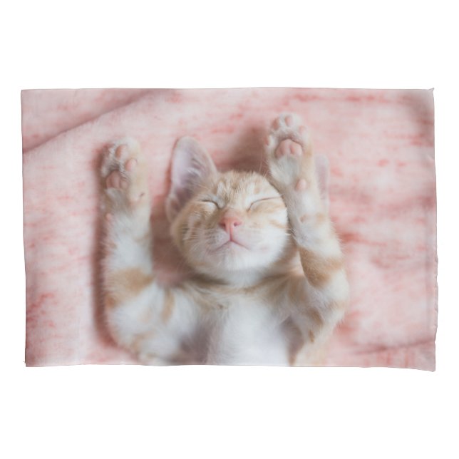 Niedliche Kleintiere | Tiny Orange Striped Kitten Kissenbezug (Vorderseite)