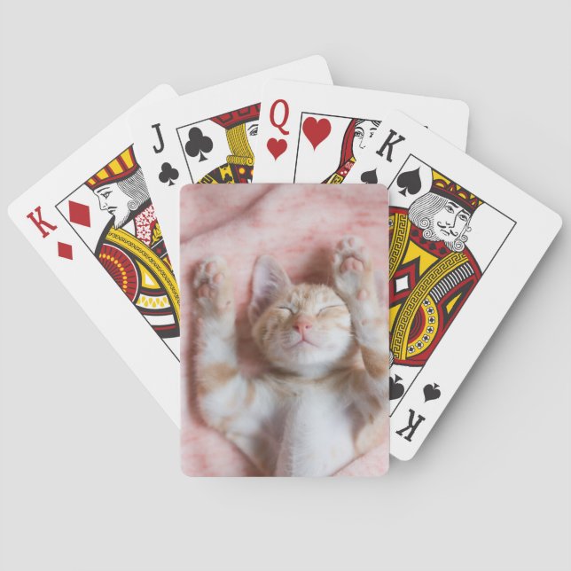 Niedliche Kleintiere | Tiny Orange Striped Kitten Spielkarten (Rückseite)