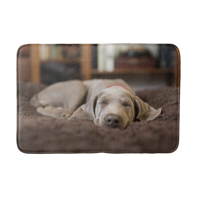 Niedliche Kleintiere | Weimaraner Welpenschlafen Badematte (Vorderseite)