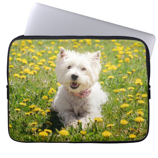 Niedliche Kleintiere | Westie Hund in Lüstern Laptopschutzhülle (Vorderseite)