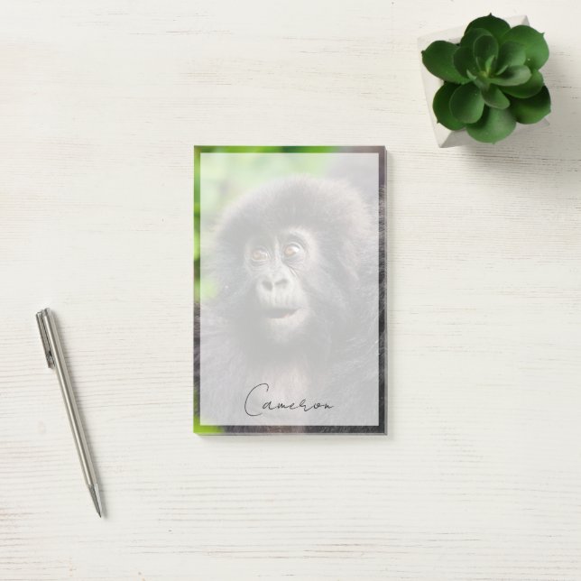 Niedliche Kleintiere | Young Mountain Gorilla Post-it Klebezettel (Büro)
