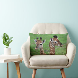 Niedliche Kleintiere Zwei Baby-Giraffen Lendenkissen