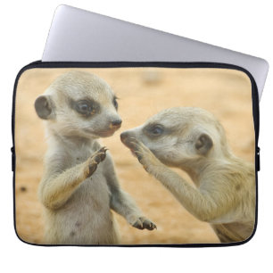 Niedliche Kleintiere Zwei junge Meerkats Laptopschutzhülle