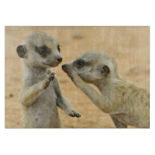 Niedliche Kleintiere   Zwei junge Meerkats Schneidebrett