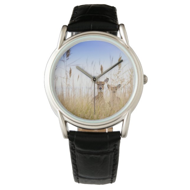 Niedliche Kleintiere | Zwei junge Weiße Schwänzer Armbanduhr (Vorderseite)