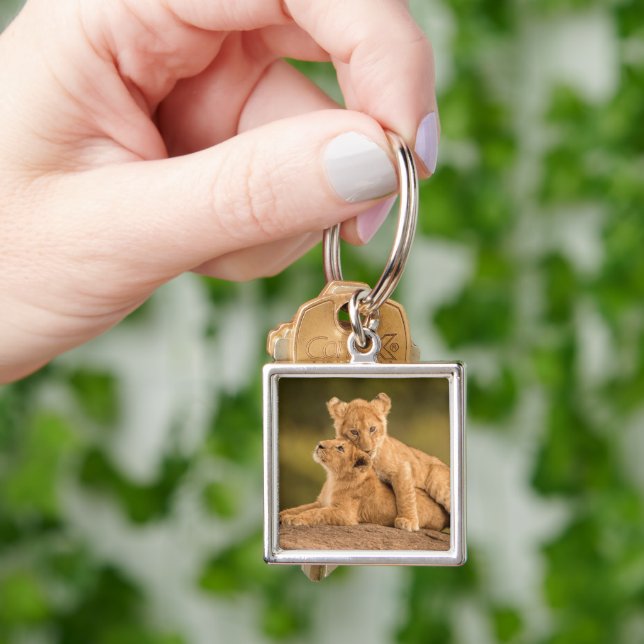 Niedliche Kleintiere | Zwei Lion Cubs Schlüsselanhänger (Hand)