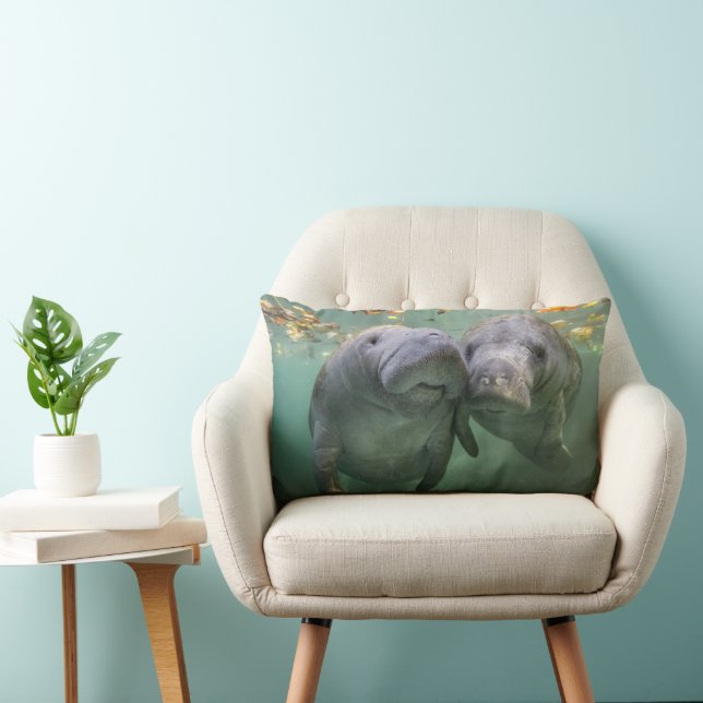 Niedliche Kleintiere | Zwei Manatees Lendenkissen (Stuhl )