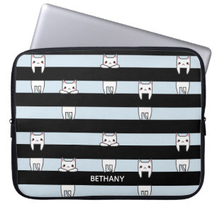 Niedliche Kletterkatzen auf gestreift Personalisie Laptopschutzhülle