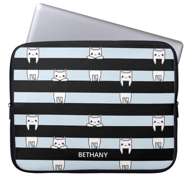 Niedliche Kletterkatzen auf gestreift Personalisie Laptopschutzhülle (Vorderseite)