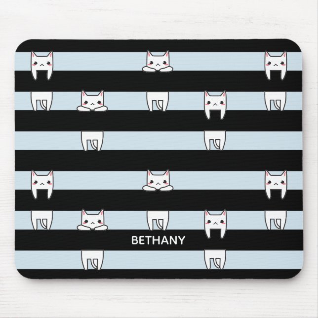 Niedliche Kletterkatzen auf gestreift Personalisie Mousepad (Vorne)