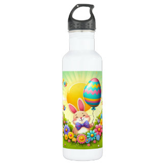 Niedliche, knuddelige und farbenfrohe Osterhase Edelstahlflasche