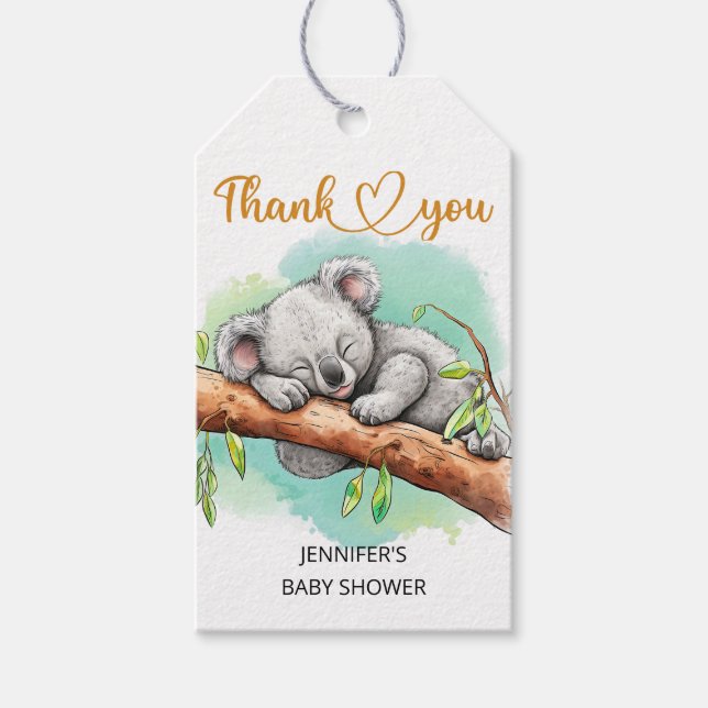 Niedliche Koala Babydusche Geschenkanhänger (Vorderseite)