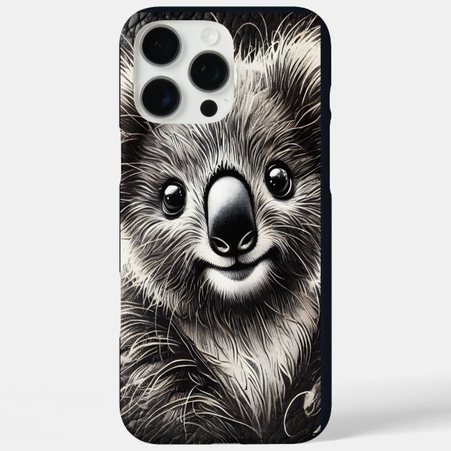 Niedliche Koala-Bärendarstellung auf texturierter  iPhone 16 Pro Max Hülle (Rückseite)