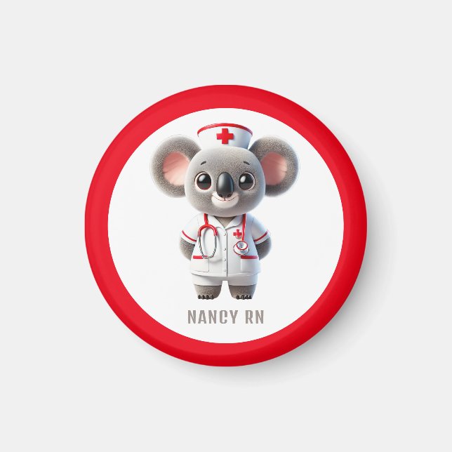 Niedliche Koala-Bärenkurse mit Red Stethoscope Magnet (Vorne)