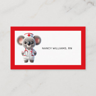 Niedliche Koala-Bärenkurse mit Red Stethoscope Visitenkarte