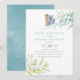 Niedliche Koala Bear Eucalyptus Verlasse Baby Shoo Einladung