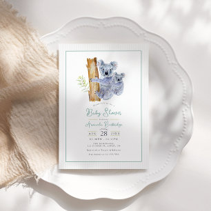 Niedliche Koala Bear Eucalyptus Verlasse Baby Shoo Einladung