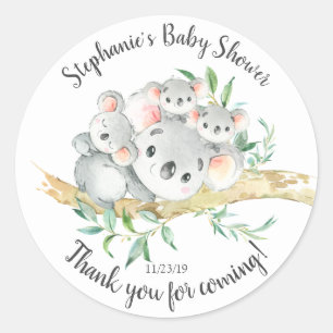 Niedliche Koala Bear Triplets Baby Dusche Gefallen Runder Aufkleber