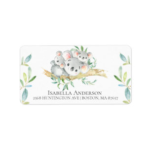 Niedliche Koala Bear Twins Baby Boy Dusche Adressaufkleber