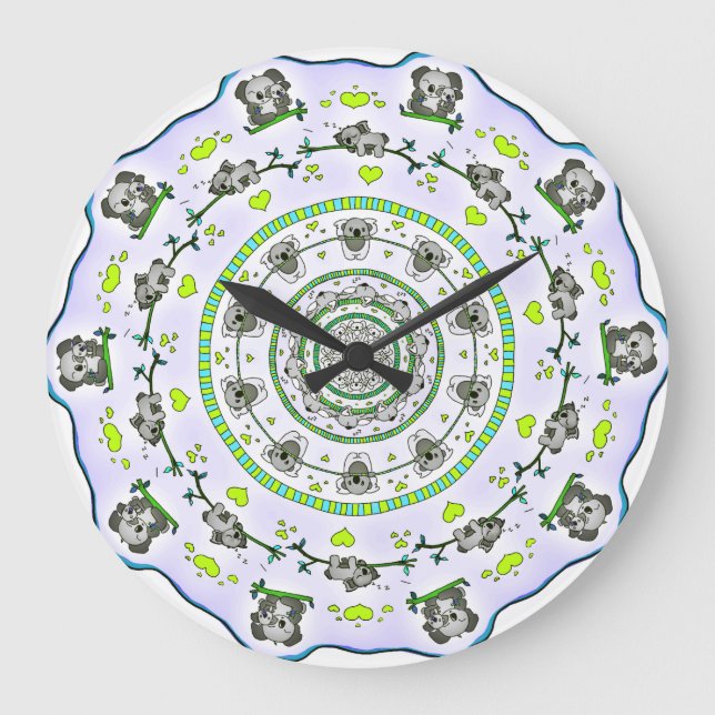NIEDLICHE KOALA DESIGN WALL CLOCK GROßE WANDUHR (Vorderseite)