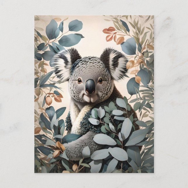 Niedliche Koala-Eukalyptus-Blätter Postkarte (Vorderseite)