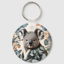Niedliche Koala-Eukalyptus-Blätter Schlüsselanhänger