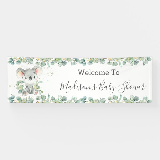Niedliche Koala Eukalyptus Grüne Willkommen im Hin Banner (Horizontal)
