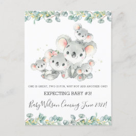 Niedliche Koala-Familie - Ankündigung von fünf Jah Postkarte