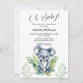 Niedliche Koala Gender Neutral Baby Dusche Einladung