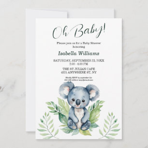 Niedliche Koala Gender Neutral Baby Dusche Einladung