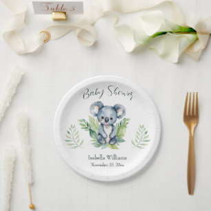 Niedliche Koala Gender Neutral Baby Dusche Pappteller