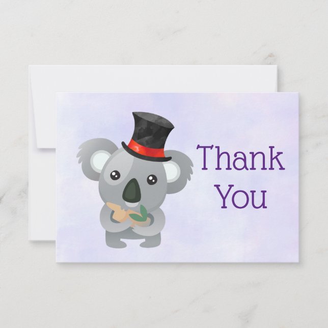 Niedliche Koala in einem schwarzen Top-Hut Vielen  Einladung (Vorderseite)