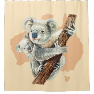 Niedliche Koala Mama und Baby Duschvorhang