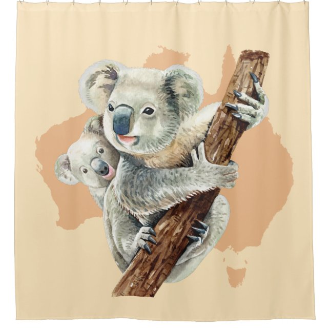 Niedliche Koala Mama und Baby Duschvorhang (Vorderseite)