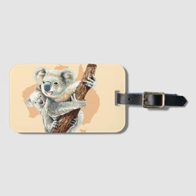 Niedliche Koala Mama und Baby Gepäckanhänger (Vorderseite (Horizontal))