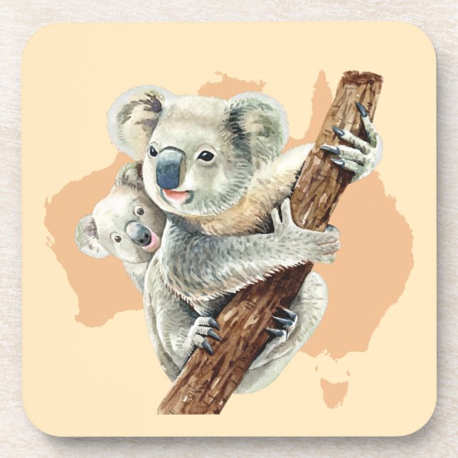 Niedliche Koala Mama und Baby Getränkeuntersetzer (Vorderseite)