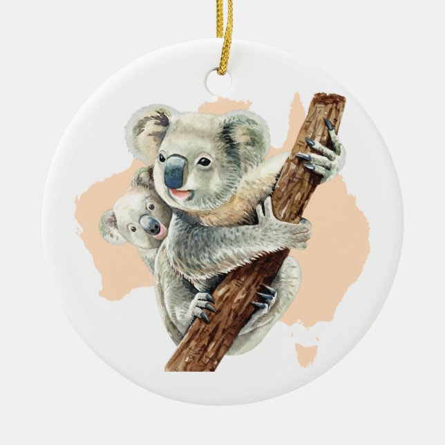 Niedliche Koala Mama und Baby Keramik Ornament (Vorne)