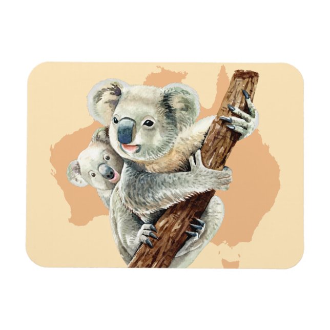 Niedliche Koala Mama und Baby Magnet (Horizontal)