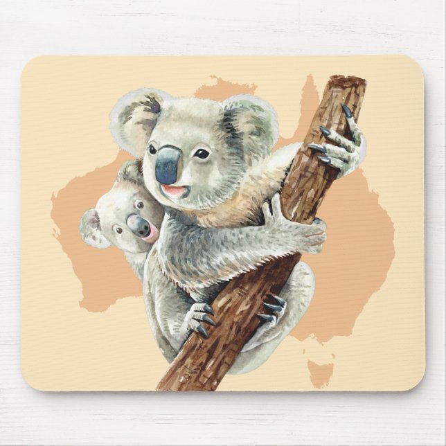 Niedliche Koala Mama und Baby Mousepad (Vorne)
