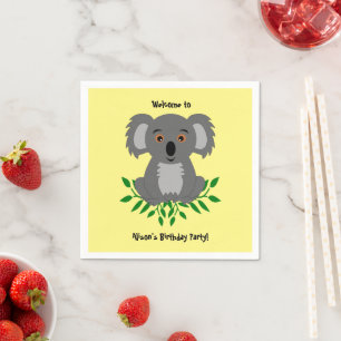 Niedliche Koala mit Eukalyptus-Kindergeburtstag-Se Serviette
