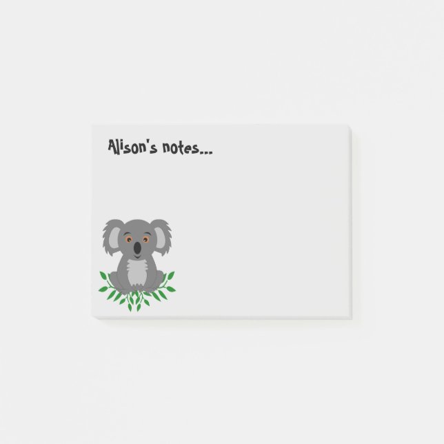 Niedliche Koala mit Eukalyptus Post-it Klebezettel (Vorderseite)