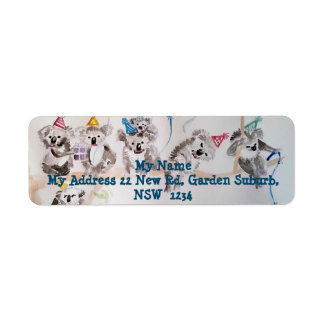 Niedliche Koala Party Aquarellfarben Rücksendeadre